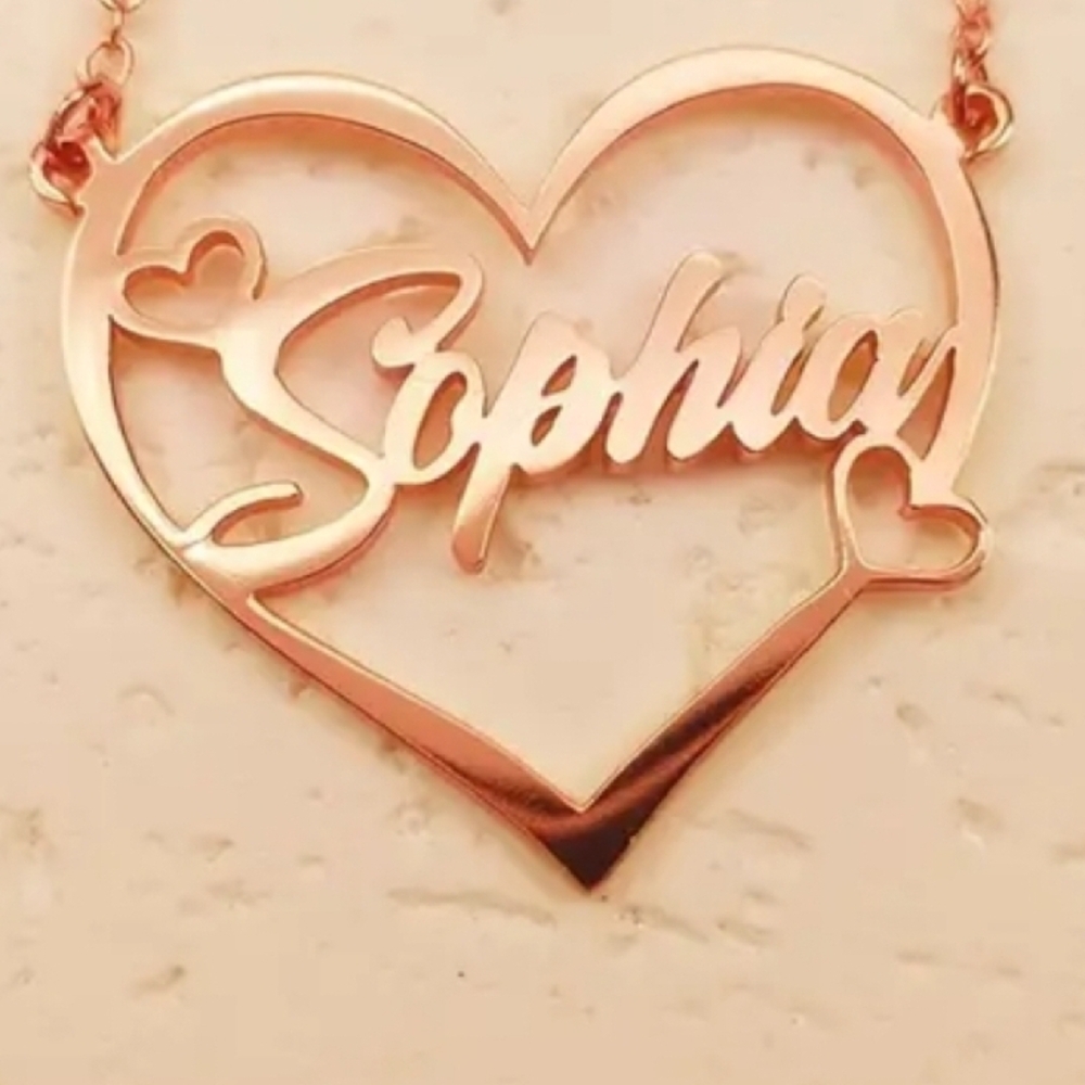 Rose Gold Heart Name Necklace